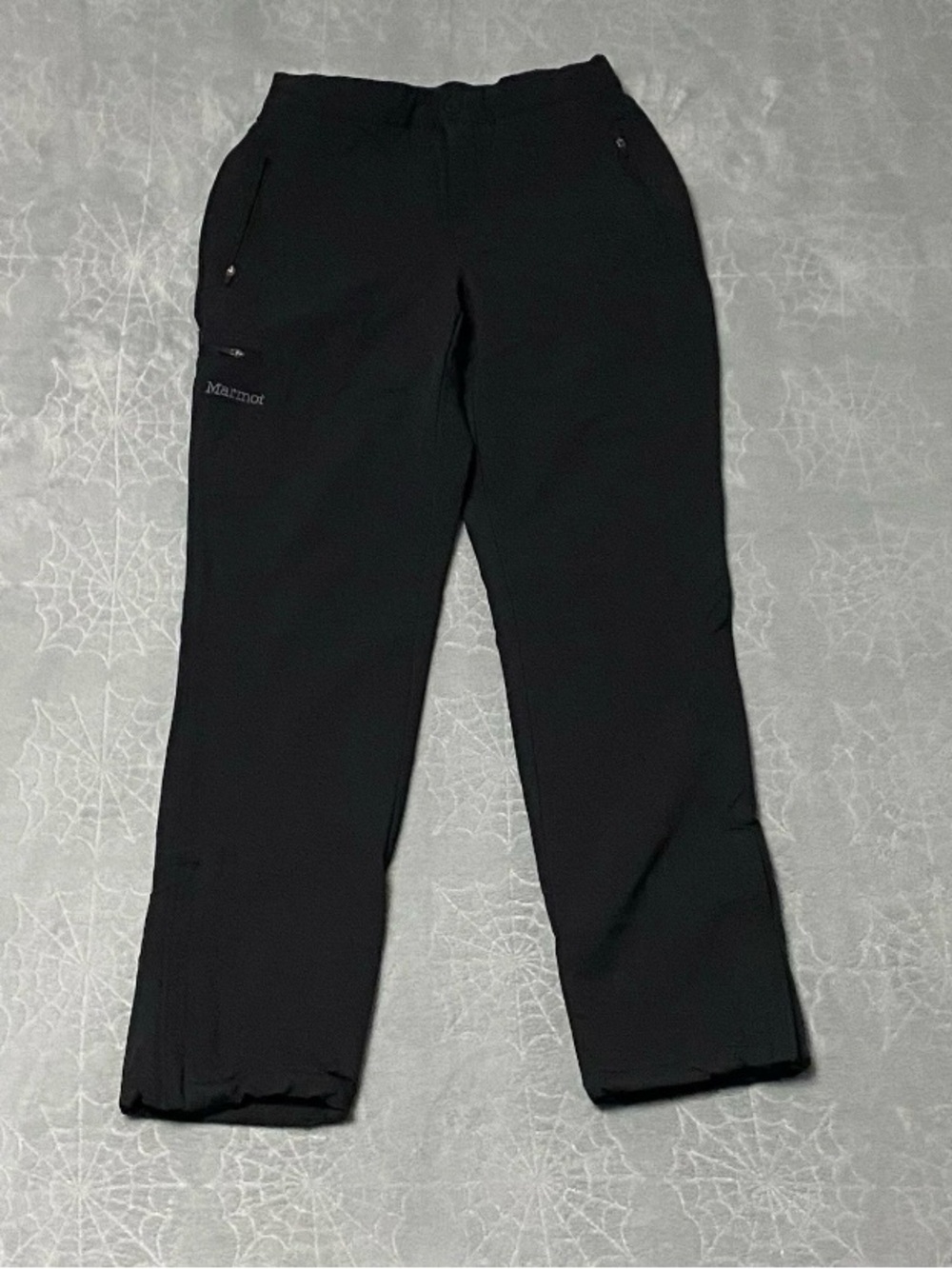 Marmot Pants Womens S Black Softshell Hiking Trail Cargo Zip Pockets Ankle Zips